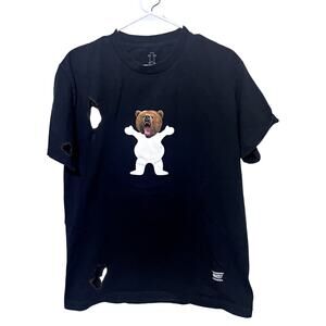 Grizzly Griptape Graphic T-Shirt Mens L holes Skateboarding Skater black